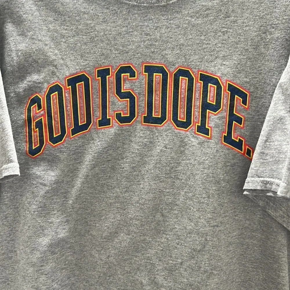 God Is Dope T-shirt gray blue red yellow - Picture 2 of 4